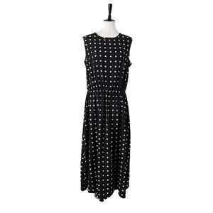 Blair Maxi Dress Vintage Elastic Waist Sleeveless Black Polka Dots Women’s Large